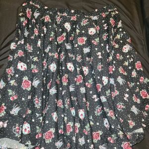 Hearts, Skulls, Sparrows, Dagger and Rose Circle Skirt